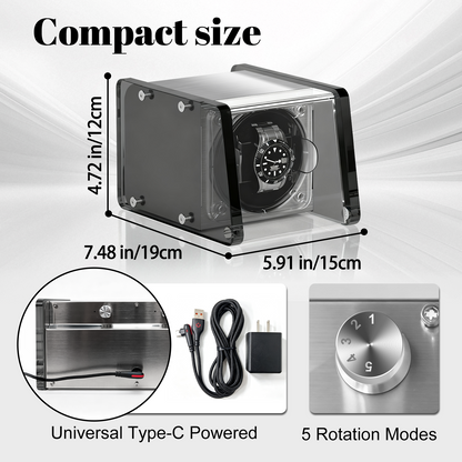 Watch Winder for Automatic Watches - Single Watch Winder Box with Quiet Motor 4 Rotation Mode Setting