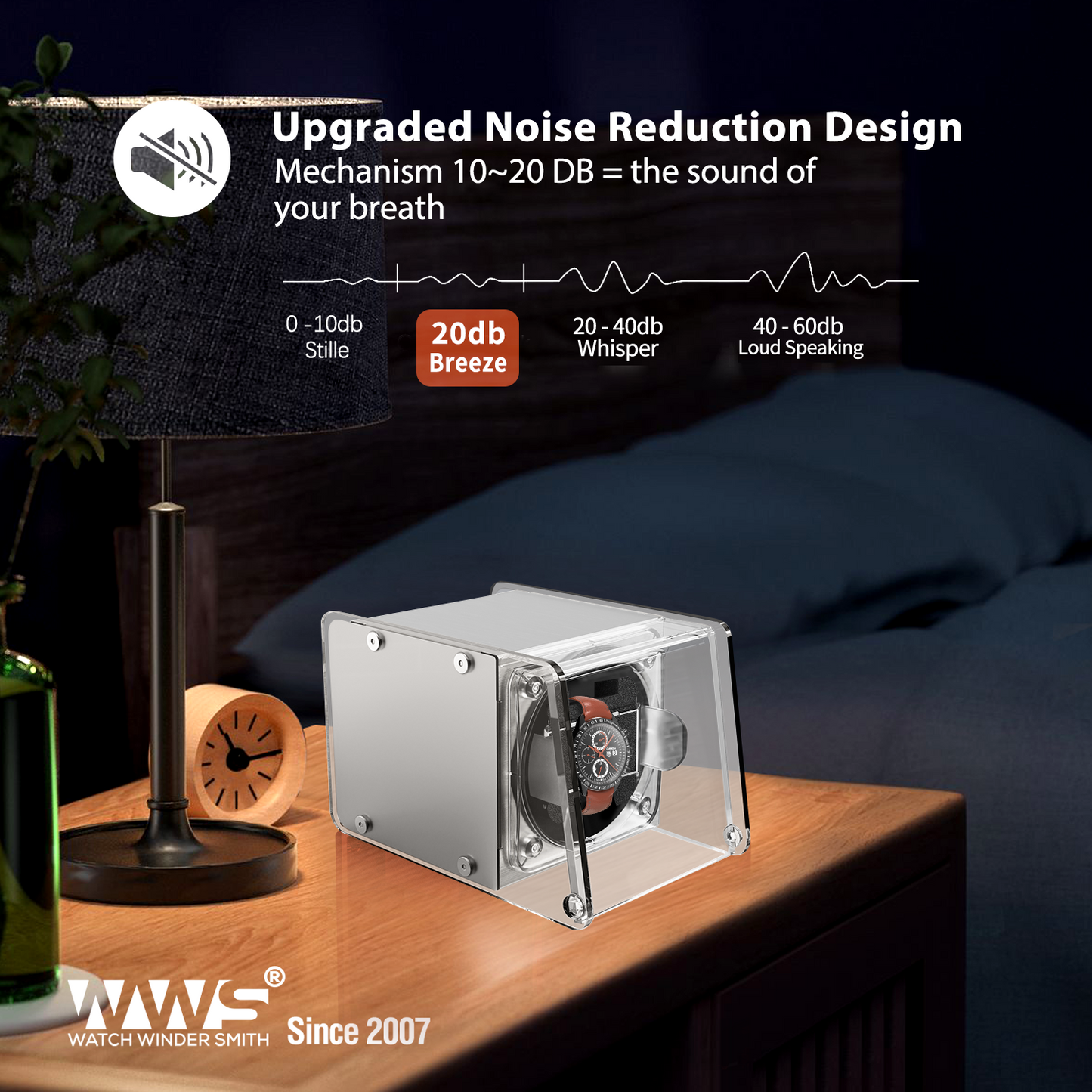 Watch Winder for Automatic Watches - Single Watch Winder Box with Quiet Motor 4 Rotation Mode Setting