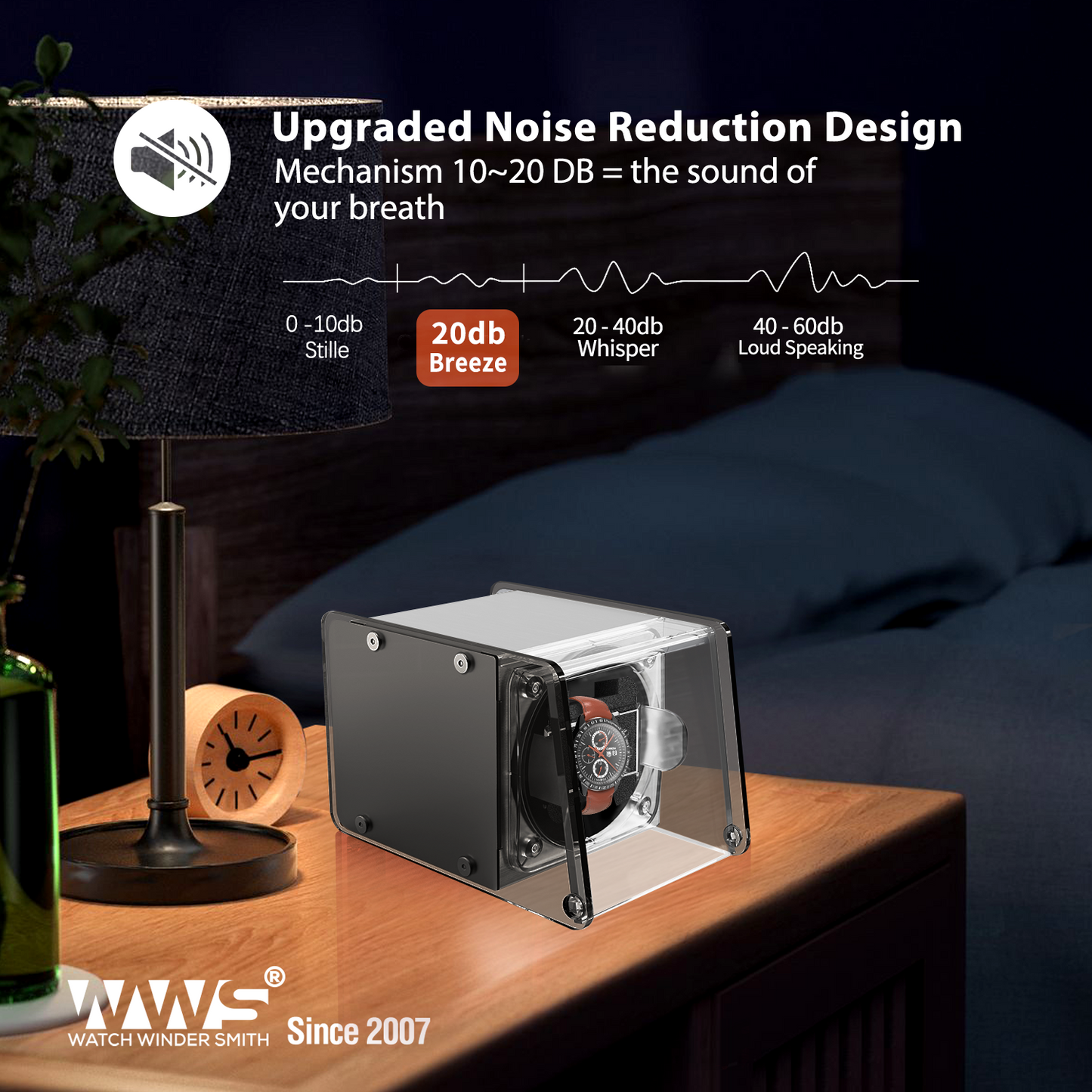 Watch Winder for Automatic Watches - Single Watch Winder Box with Quiet Motor 4 Rotation Mode Setting