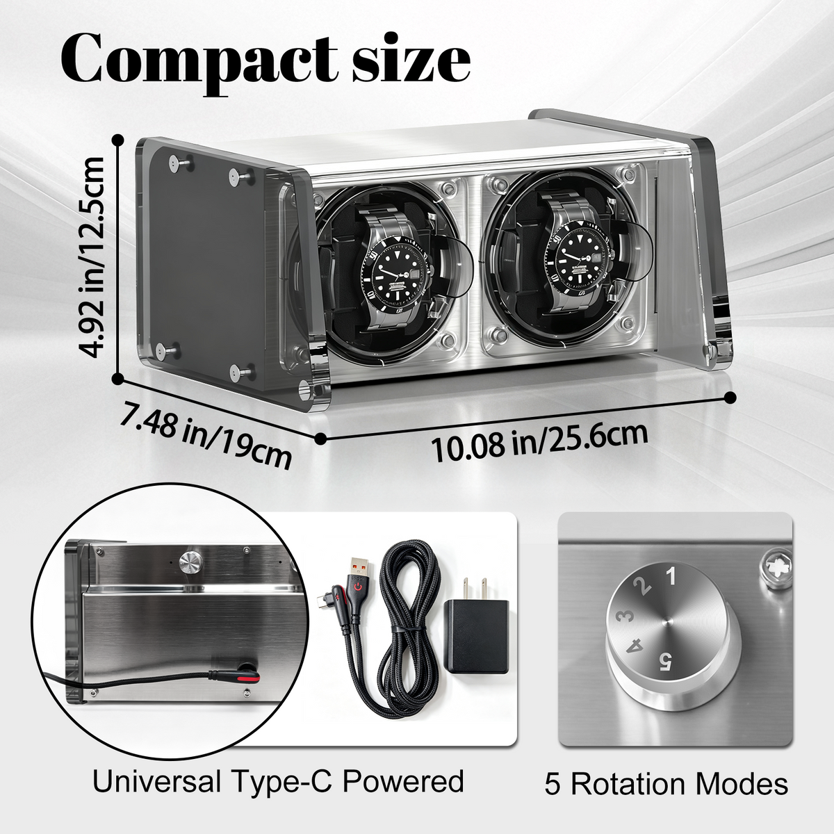 Watch Winder for Automatic Watches - Watch Winder Double with Quiet Motor 4 Rotation Mode Setting