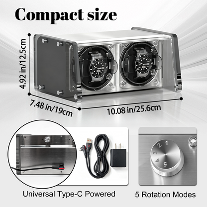 Watch Winder for Automatic Watches - Watch Winder Double with Quiet Motor 4 Rotation Mode Setting