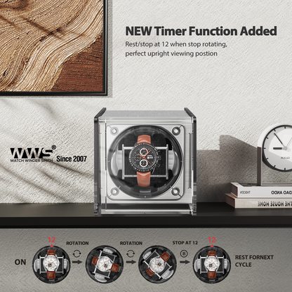 Watch Winder for Automatic Watches - Single Watch Winder Box with Quiet Motor 4 Rotation Mode Setting