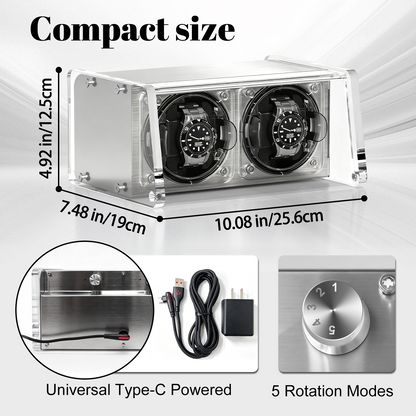 Watch Winder for Automatic Watches - Watch Winder Double with Quiet Motor 4 Rotation Mode Setting