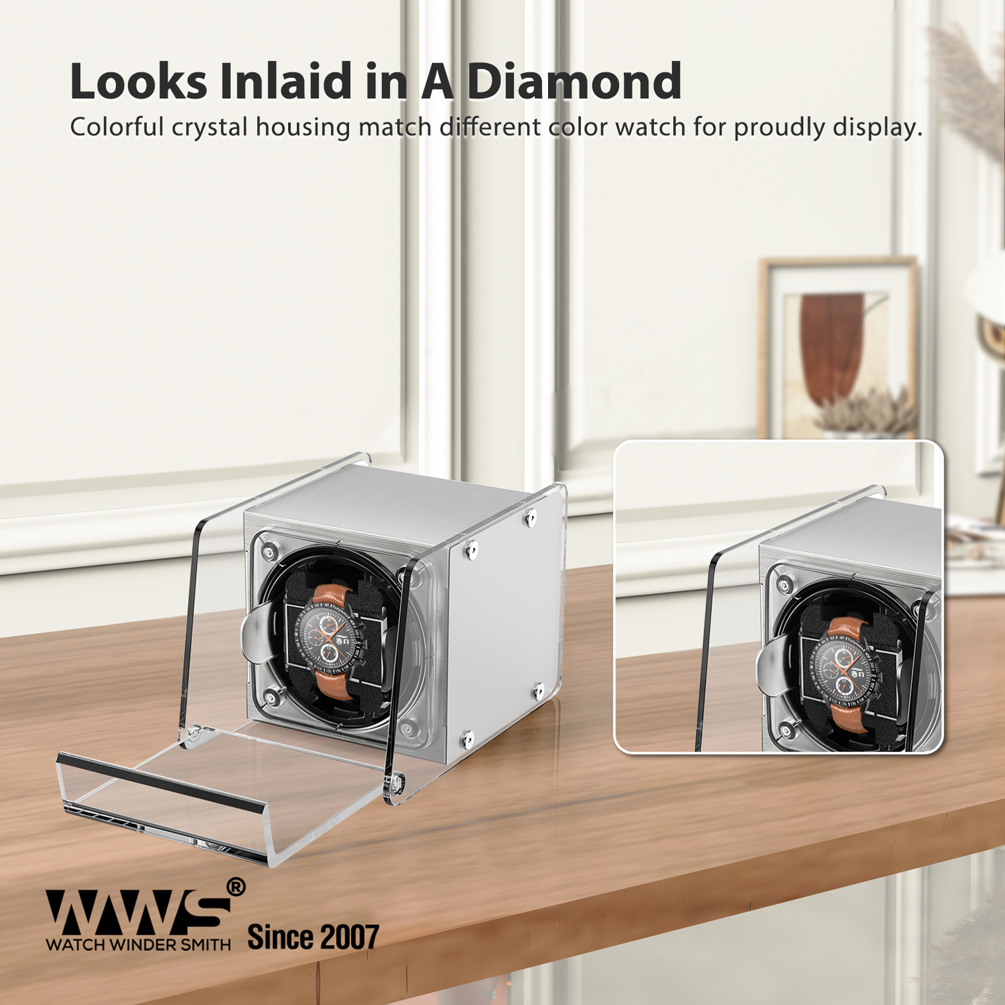 Watch Winder for Automatic Watches - Single Watch Winder Box with Quiet Motor 4 Rotation Mode Setting