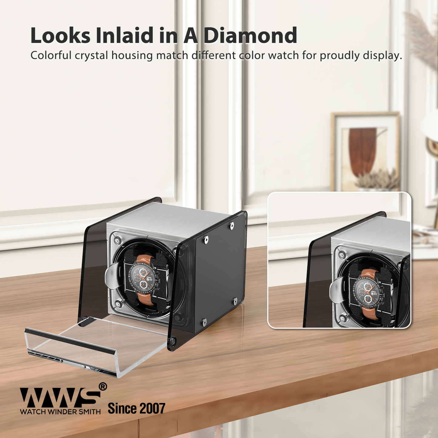 Watch Winder for Automatic Watches - Single Watch Winder Box with Quiet Motor 4 Rotation Mode Setting
