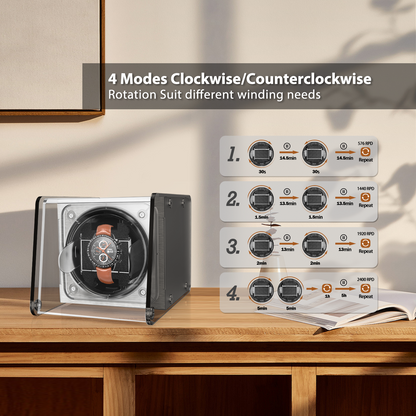 Watch Winder for Automatic Watches - Single Watch Winder Box with Quiet Motor 4 Rotation Mode Setting