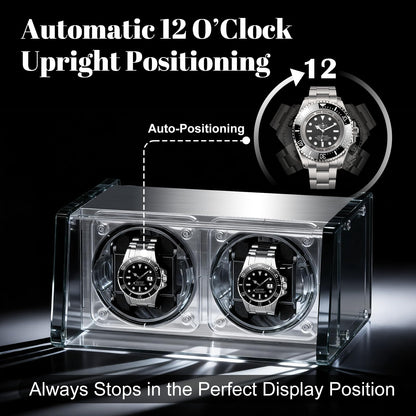 Watch Winder for Automatic Watches - Watch Winder Double with Quiet Motor 4 Rotation Mode Setting