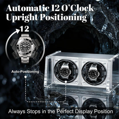 Watch Winder for Automatic Watches - Watch Winder Double with Quiet Motor 4 Rotation Mode Setting