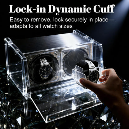 Watch Winder for Automatic Watches - Watch Winder Double with Quiet Motor 4 Rotation Mode Setting