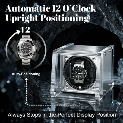 Watch Winder for Automatic Watches - Single Watch Winder Box with Quiet Motor 4 Rotation Mode Setting