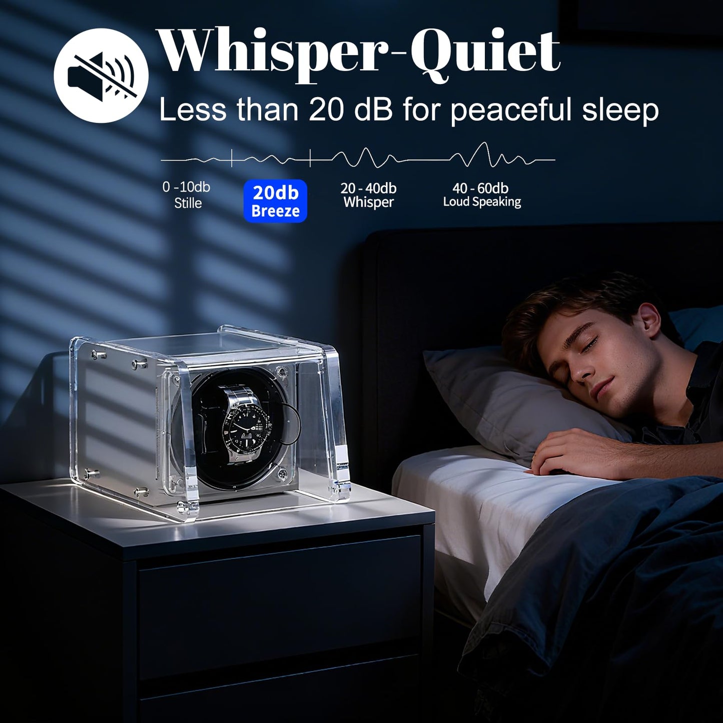 Watch Winder for Automatic Watches - Single Watch Winder Box with Quiet Motor 4 Rotation Mode Setting