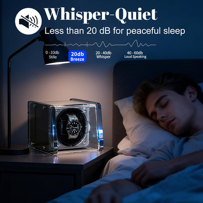 Watch Winder for Automatic Watches - Single Watch Winder Box with Quiet Motor 4 Rotation Mode Setting