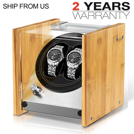 Bamboo Watch Winder Double for Automatic Watches by Watch Winder Smith